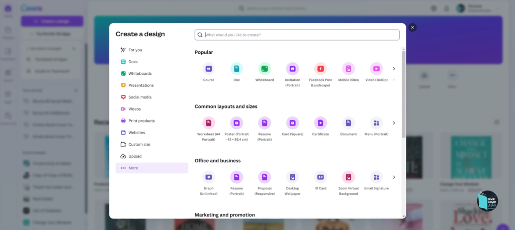How to design a book cover in Canva